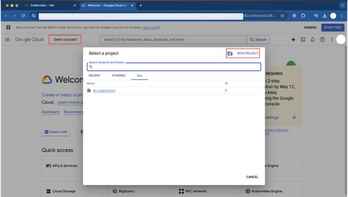 Google Cloud New Project