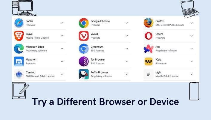 Try a different browser or device