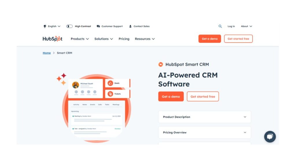 Screenshot of Hubspot interface